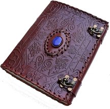 8&quot; Leather Journal with clasp stone Writing Pad Blank Notebook Handmade ... - £27.24 GBP