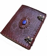 8&quot; Leather Journal with clasp stone Writing Pad Blank Notebook Handmade ... - $47.17 CAD
