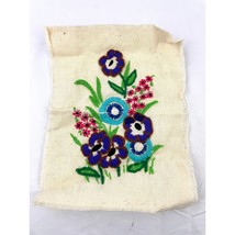 VTG Crewel Floral 70s Needlecraft Hand Embroidered Wall Art 8.5&quot;x11.5&quot; N... - $26.09