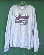 Vintage UCONN Dual Championship Long Sleeve Shirt 2014 Gildan Heavy Cott... - $18.99