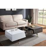 Mid-Century Orion Coffee Table White High Gloss &amp; Rustic Oak Retractable... - £718.37 GBP