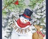 24" X 44" Panel Joyful Snowmen Christmas Cotton Fabric Panel D415.59 - $10.63