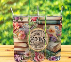 20 oz Book lover  insulated Tumbler with sliding lid and two straws - $19.80