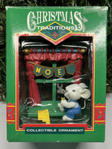 Vintage Christmas Traditions Mice Ornament Mouse Cutting Noel Garland Window - £12.19 GBP