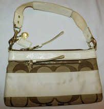 Coach White Brown Signature Stripe Demi bag 10120 - $23.00