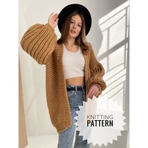 Chunky Knit Cardigan Knitting Pattern, Oversized Balloon Sleeve Cardigan - £3.93 GBP