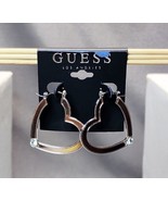 Guess &quot;Hearts in Bloom&quot; Silver-tone Rhinestone Heart Shaped Hoop Earring... - £15.64 GBP