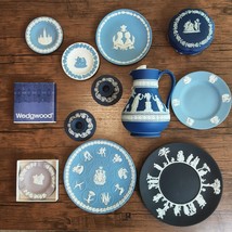 Wedgwood Jasper Ware Collection of 11 Antique Pitcher,  Plate &amp; Vintage trinkets - £131.78 GBP