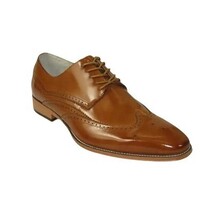 Men's Giovanni Shoes High Quality Leather Wing Tip Derby LINCOLN Tan image 9