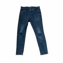 Zara Man Jeans Size 32 Black Denim Distressed Button Fly Skinny Mens Cro... - £15.78 GBP