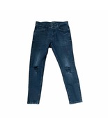 Zara Man Jeans Size 32 Black Denim Distressed Button Fly Skinny Mens Cro... - £15.77 GBP