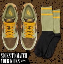 STRIPES Socks for N Dunk Low Dusty Olive Pro Gold Green Orange Brown Shirt - £16.47 GBP