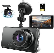 2K Dual Dash Camera for Cars Free 64G SD Card FHD 2K 1080P Dash Cam Front and Re - £83.69 GBP