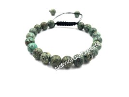 Composite African Turquoise 8x8 mm Round Beads Thread Bracelet TB-40 - £8.19 GBP