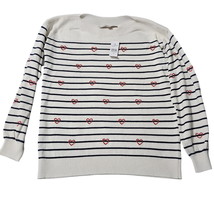 Loft Womens Top Multi-Color Size XS Cotton Blend Long Sleeve Hearts Pullover - $19.00