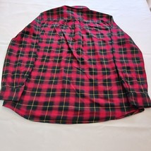 Chaps Button-Down Collar Men's Red & Black Cotton Flannel Shirt Long Sleeve Sz L image 2