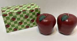 Vintage Apple Shaped Candles Lot of 2 in Box Unused 3 inches Red Green - £10.83 GBP