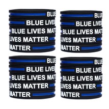 100 Blue Lives Matter Thin Blue Line Silicone Wristbands in Support Memory Polic - £39.59 GBP