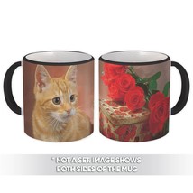 Cat : Gift Mug Kitten Cute Funny Friendship Pet Flowers Roses - £12.70 GBP