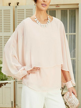 Ladies/Women&#39;s Ex Joanna Hope BLUSH Long Sleeve Layered Blouse Size 12 - £17.12 GBP