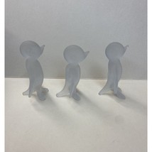 Studio Crafted Hand Blown Glass 3 Penguins Frosted Clear Figurine 3” - £14.32 GBP