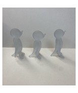 Studio Crafted Hand Blown Glass 3 Penguins Frosted Clear Figurine 3” - £14.21 GBP