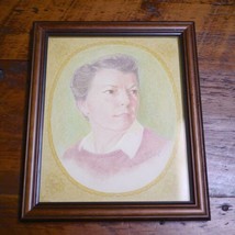 Vintage Rural Outsider Art Woman Colored Pencil Portrait E Mills Dobbyn Drawing - £41.69 GBP