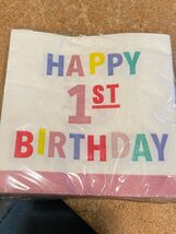 1 Pack Carters Girl&#39;s Happy 1st Birthday 20 3-Ply Napkins 9.875&quot; X 9.875... - $9.99