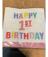 1 Pack Carters Girl&#39;s Happy 1st Birthday 20 3-Ply Napkins 9.875&quot; X 9.875... - $9.99