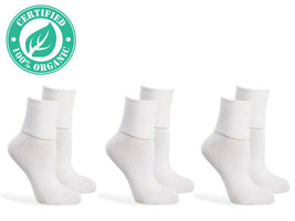 Jefferies Socks Womens Organic Cotton Seamless Turn Cuff Ankle Socks 3 Pair Pack - £9.59 GBP