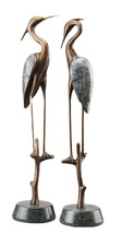 Wetlands Heron Pair of Brass Statues - $359.37