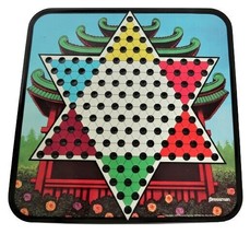 Vtg Pressman Chinese Checkers Steel Litho Game Board No Marbles Great Graphic - £15.63 GBP