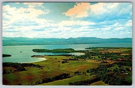Vintage Cedar Beach Charlotte Vermont Postcard lake Champlain aerial view - £6.31 GBP