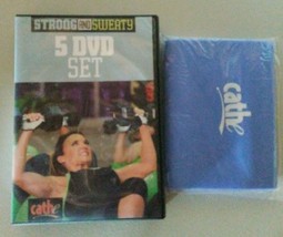 CATHE FRIEDRICH STRONG AND SWEATY 5 DVD SET EXERCISE DVD WORKOUT & Cathe Band - £54.19 GBP