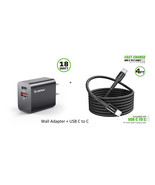 18W Wall Charger + 4FT Braided TYPE C to C USB For Samsung A35 5g - £10.82 GBP