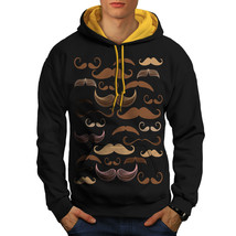 Wellcoda Mustache Madness Mens Contrast Hoodie, Moustache Casual Jumper - £31.56 GBP