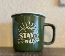 Stay Wild Retro Ceramic Coffee Mug Cup Camping Outdoors RV Trees Mtns  4... - £15.50 GBP