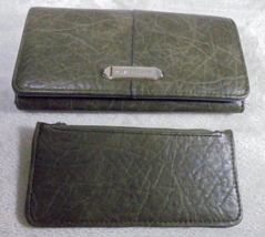 Max Studio Dark Green Bifold Wallet Snap Closure 2 ID Windows Credit Car... - $10.84