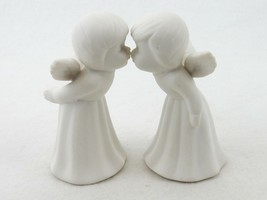 Kissing Angels Figurines, Set of 2 ~  White Porcelain Bisque, 4 1/2&quot;H, #L8070 - £7.79 GBP