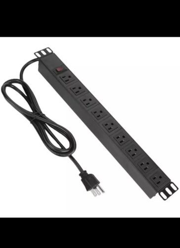 19in PDU Rack Mount Power Strip 9 Outlet 15A Overload Protection 10FT Co... - $29.69