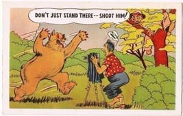 Comic Postcard Bear Don&#39;t Just Stand There .. Shoot Him PECO - £2.32 GBP