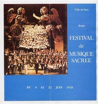Ville de Nice 4eme Festival de Musique Sacree Brochure 1978 Sacred Music France  - £12.42 GBP