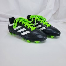 Adidas Boys Soccer Cleats Shoes Black with Lime Green Youth Size 1 - £11.61 GBP