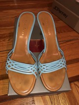 Cole Haan Turquoise Glam Slide Mule Brown Camel Tan With Bow Detail D140... - $29.99