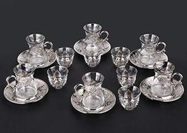 LaModaHome Turkish Arabic Tea Glasses Set of 6 with Silver Holders, M?rras and S - £49.29 GBP