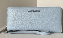 Michael Kors Continental Wallet Wristlet Pale Ocean Blue Leather 35T7STVE7L FS - £71.20 GBP