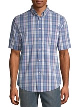 George Men&#39;s Short Sleeve Button Down Shirt LARGE (42-44) Purple Plaid NEW - $18.68