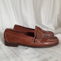 Cole Haan Leather Loafers Brown Slip On Dress Shoes Buckle Fringe Men SZ 11.5 - $71.25