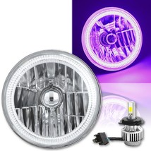 7&quot; Motorcycle Purple COB Halo H4 18/24w LED Light Bulb Headlight: Harley - £78.65 GBP