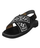 Mens Leather Authentic Mexican Huaraches Open Sandal Embroidered Black P... - $39.95